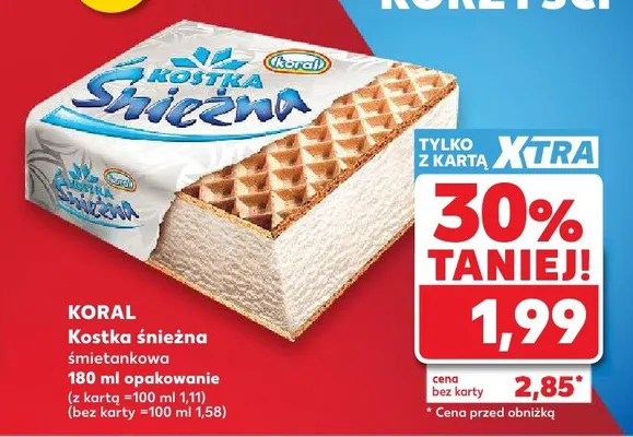 Kostka śnieżna śmietankowa Koral promocja w Kaufland