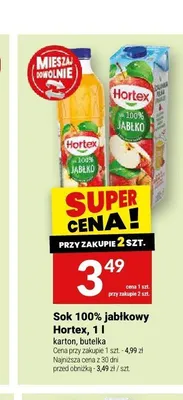 Sok 100% jabłkowy Hortex karton promocja w Twój Market
