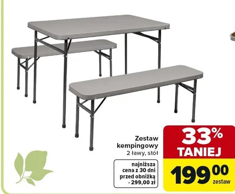 Zestaw kempingowy z ławy, stół promocja w Carrefour