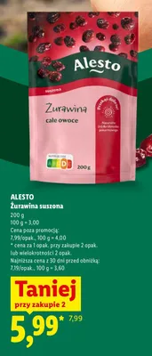 Żurawina suszona Alesto promocja w Lidl