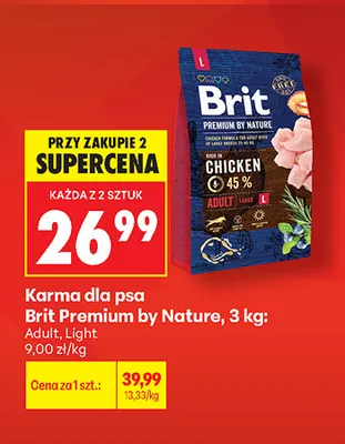 Karma dla psa Brit Premium by Nature Adult promocja w Biedronka