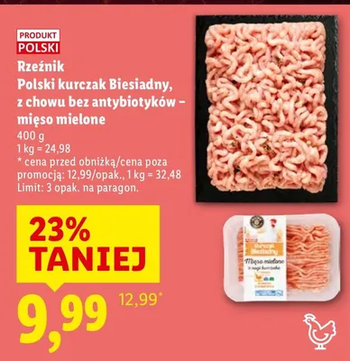 Mięso mielone kurczak Biesiadny, z chowu bez antybiotyków promocja w Lidl