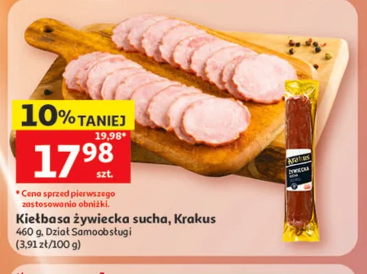 Kiełbasa żywiecka sucha Krakus promocja w Auchan