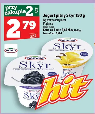 Jogurt pitny Skyr z jagodami Piątnica promocja w TOPAZ