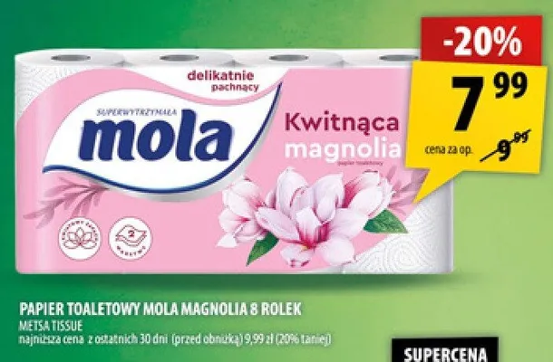 Papier toaletowy Mola Magnolia 8 rolek promocja w Arhelan