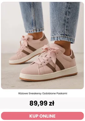 Różowe sneakersy ozdobione paskami Reneé promocja w Renee