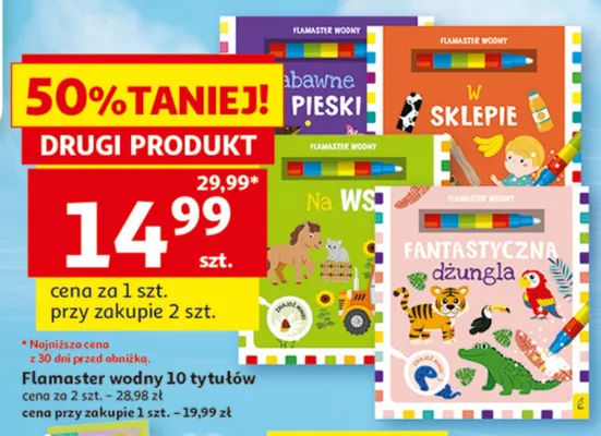 Flamaster wodny 10 tytułów promocja w Auchan