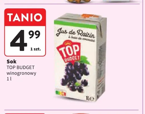 Sok winogronowy Top Budget promocja w Intermarche