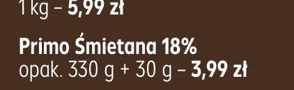 Śmietana 18% Primo promocja w Kaufland