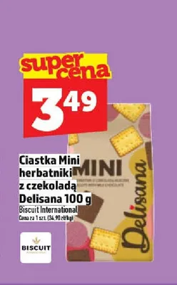Ciastka Mini herbatniki z czekoladą Delisana 100g promocja w TOPAZ