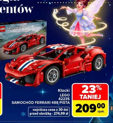 Klocki LEGO 42235 Samochód Ferrari 488 Pista promocja w Carrefour Market