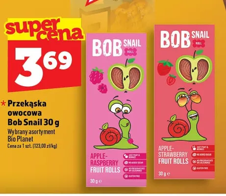 Przekąska owocowa Bob Snail jabłko-malina promocja w TOPAZ