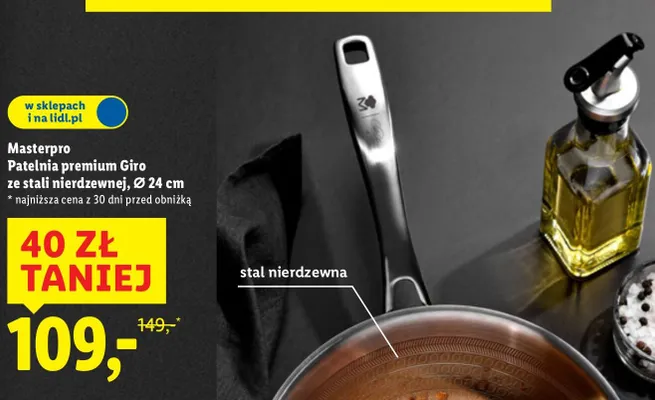 Patelnia premium Giro ze stali nierdzewnej, Ø 24 cm promocja w Lidl
