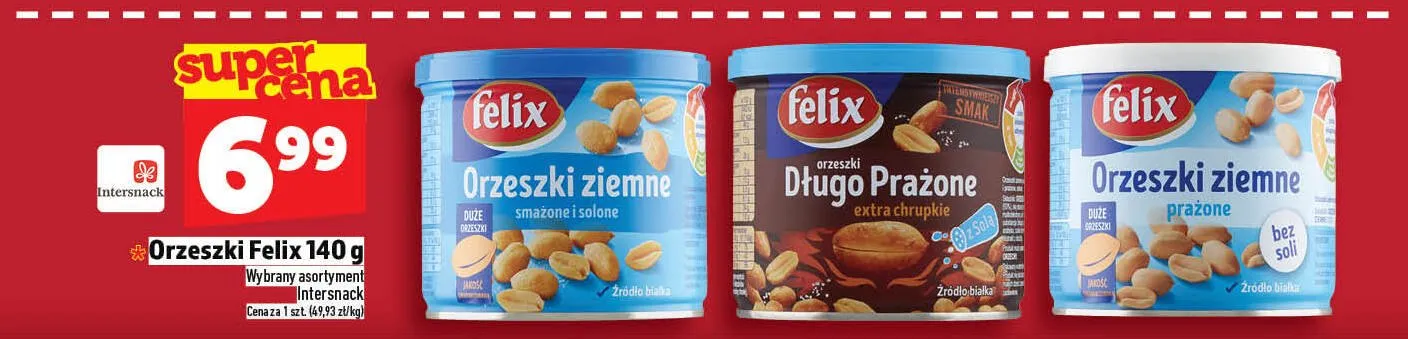 Orzeszki ziemne długo prażone z solą Felix Intersnack promocja w TOPAZ