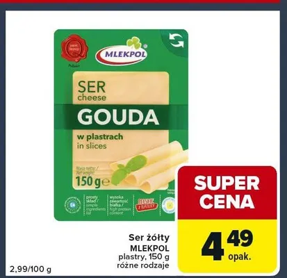 Ser żółty MLEKPOL plastry promocja w Globi