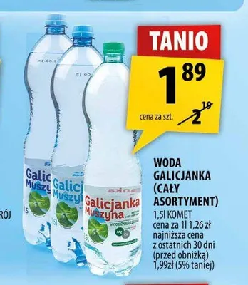Woda mineralna lekko gazowana Galicjanka Muszyna promocja w Arhelan