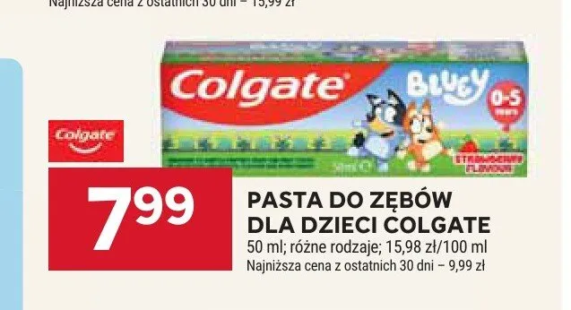 Pasta do zębów dla dzieci Colgate Bluey promocja w Stokrotka