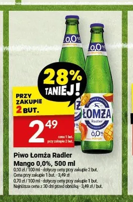 Piwo bezalkoholowe Łomża Radler Mango promocja w Twój Market