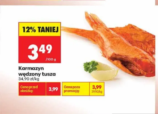 Karmazyn wędzony tusza promocja w Biedronka