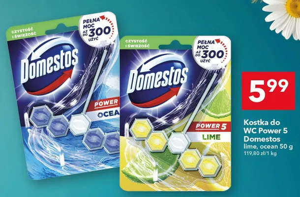 Kostka do WC Power 5 Domestos ocean promocja w LEWIATAN