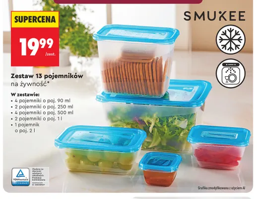 Zestaw 13 pojemników na żywność Smukee promocja w Biedronka