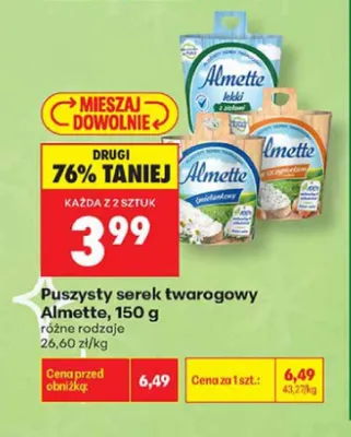 Puszysty serek twarogowy Almette śmietankowy promocja w Biedronka