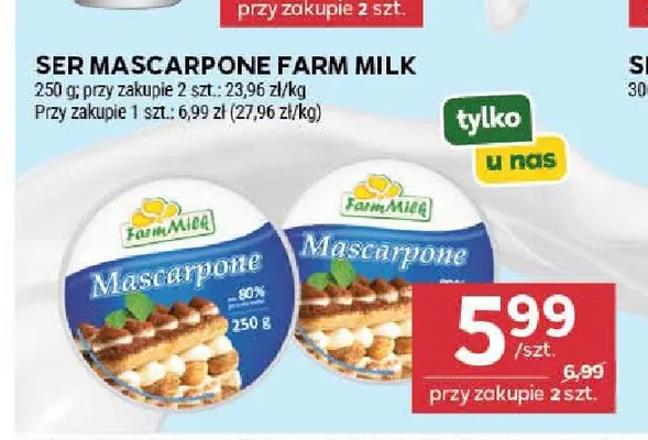 Ser mascarpone Farm Milk promocja w Stokrotka