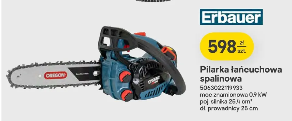 Pilarka łańcuchowa spalinowa Erbauer promocja w Castorama