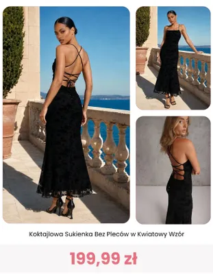 Sukienka koktajlowa bez pleców w kwiatowy wzór Renee promocja w Renee