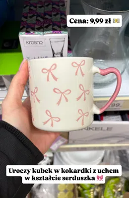 Kubek w kokardki z uchem w kształcie serduszka promocja w Dino