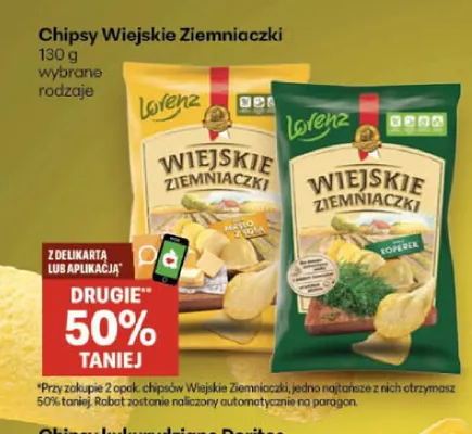 Chipsy Wiejskie Ziemniaczki koperek promocja w Delikatesy Centrum