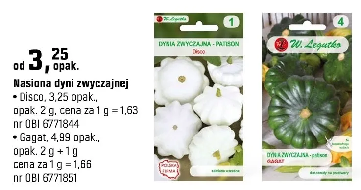 Nasiona dyni zwyczajnej Disco promocja w OBI