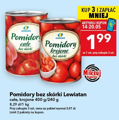 Pomidory bez skórki Lewiatan całe promocja w LEWIATAN