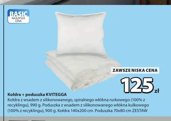 Zestaw kołdra + poduszka Kvitegga promocja w Jysk