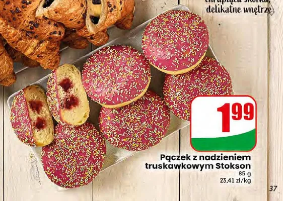 Pączek z nadzieniem truskawkowym Stokson promocja w Dino