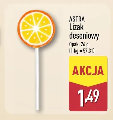 Lizak deseniowy Astra promocja w Aldi