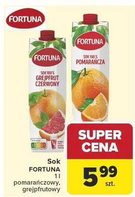 Sok Fortuna grejpfrutowy promocja w Carrefour