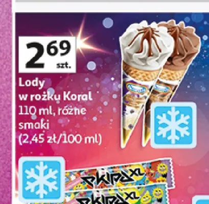 Lody w rożku Koral promocja w Auchan