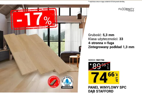 Panel winylowy Spc Dąb Stafford Floornity promocja w Merkury Market