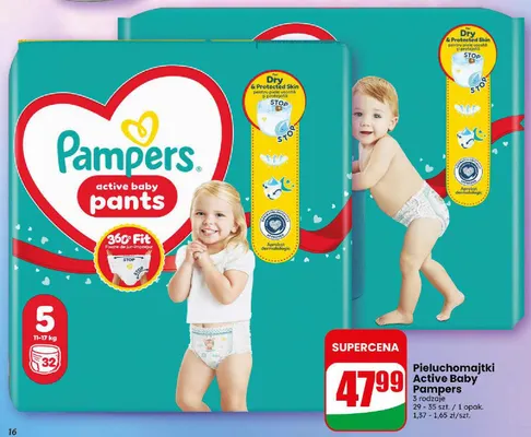 Pieluchomajtki Active Baby Pampers promocja w Dino