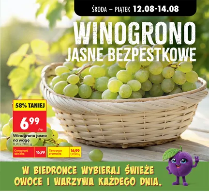 Winogrono jasne bezpestkowe na wagę promocja w Biedronka