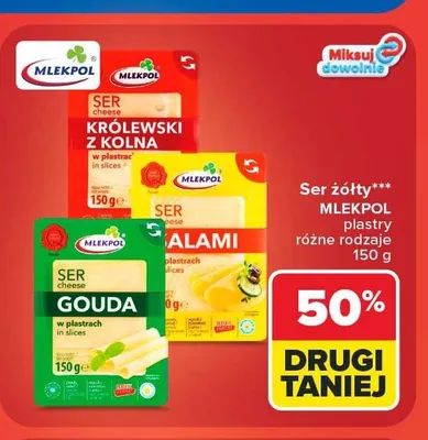 Ser Królewski z Kolna plastry Mlekpol promocja w Carrefour