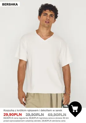 Koszulka z krótkim rękawem i dekoltem w serek Bershka promocja w Bershka