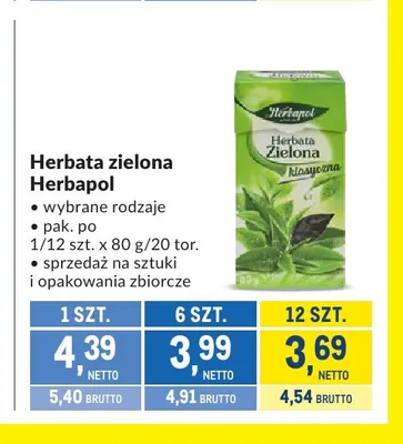 Herbata zielona Herbapol promocja w Makro
