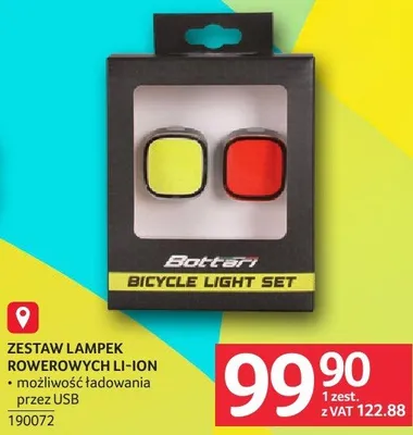 Zestaw lampek rowerowych Li-Ion możliwość ładowania przez USB promocja w Selgros
