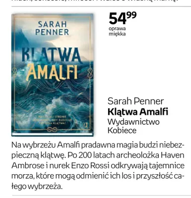 Książka Klątwa Amalfi Sarah Penner promocja w Empik