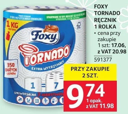 Ręcznik papierowy Foxy Tornado 1 rolka promocja w Selgros