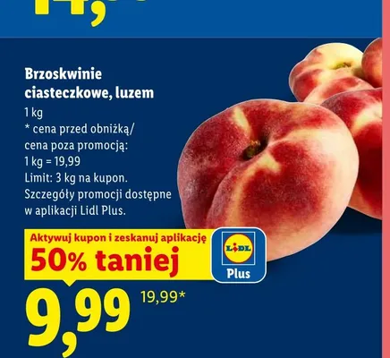 Brzoskwinie ciasteczkowe luzem promocja w Lidl