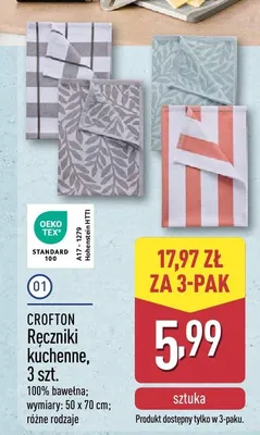 Ręczniki kuchenne, 3 szt. CROFTON promocja w Aldi