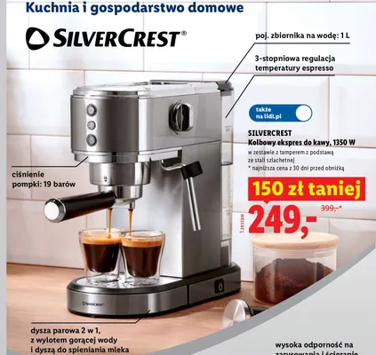 Kolbowy ekspres do kawy SILVERCREST promocja w Lidl